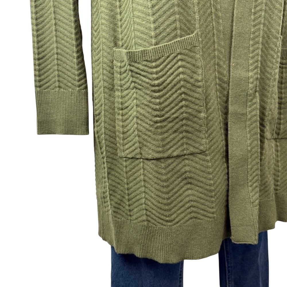 NWT Love Ellie Olive Green Cardigan Sweater Open Front Longer Length has Pockets - Picture 5 of 16